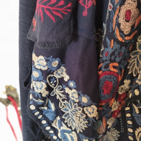 Coldwater Creek Open Front Embroidered Long Kimono Vest 100% Cotton XL Pockets - Picture 3 of 13